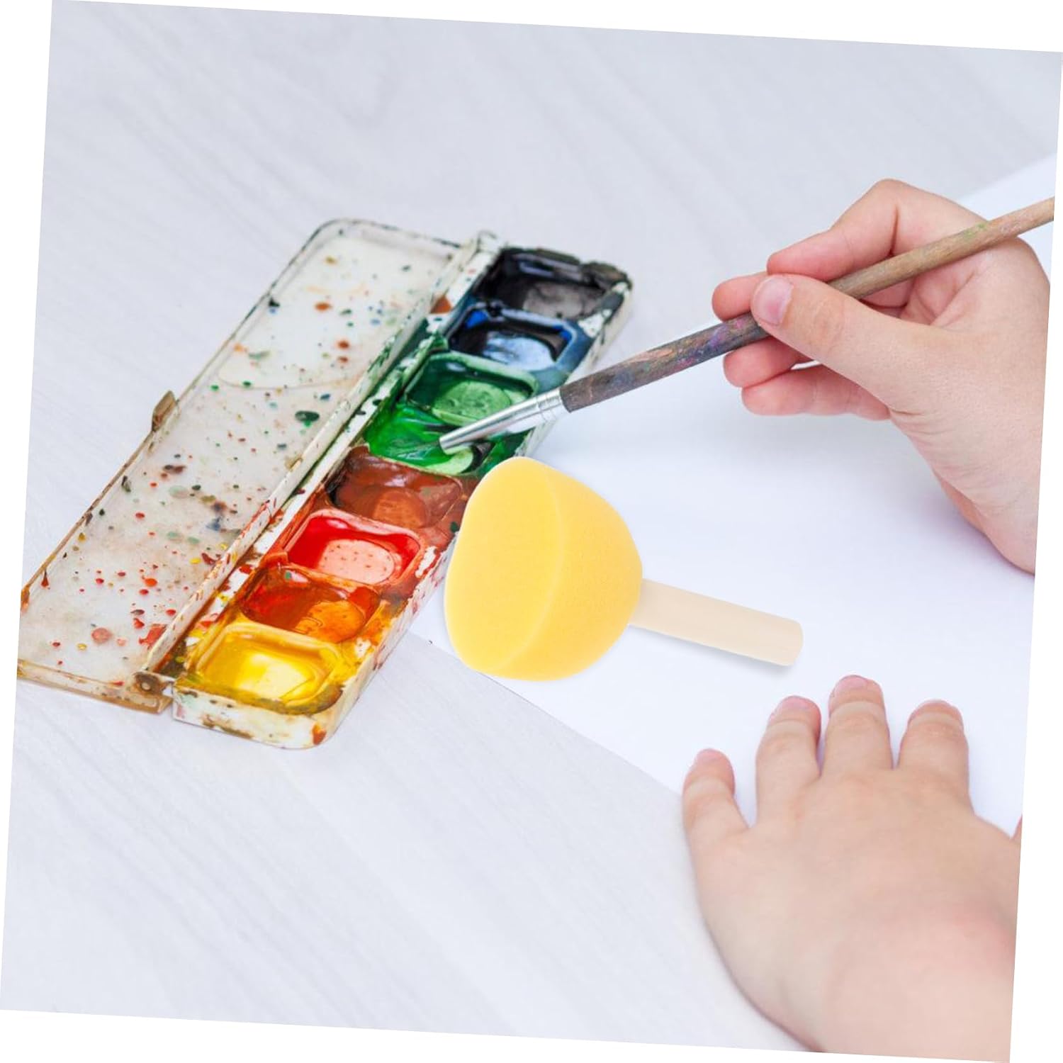 Lurrose 30pcs Round Sponge Stamps for Boys and Girls Creative Craft Painting Tools Mushroom Head Sponge Brushes for Watercolor Journal
