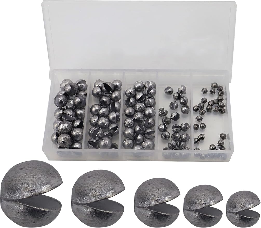Avlcoaky Fishing Weights Sinkers Assortment, 110pcs Round Split Shot Fishing