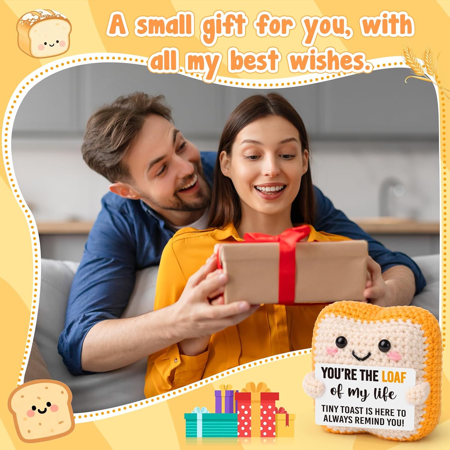MAMAGIFTREE Gifts for Him Her Boyfriend Girlfriend, Funny Loaf of My Life Cute Toast Desk Decor, Romantic Anniversary Birthday I Love You Gifts for Wife Husband Couples Men Women image 5