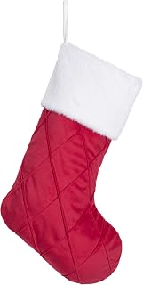 BHD BEAUTY Christmas Stockings 1 Pack Red Velvet Diamond Large Soft Minimalist Modern Style Luxury for Family Decorations Hanging Ornament Xmas Tree Holiday Party 21 inches