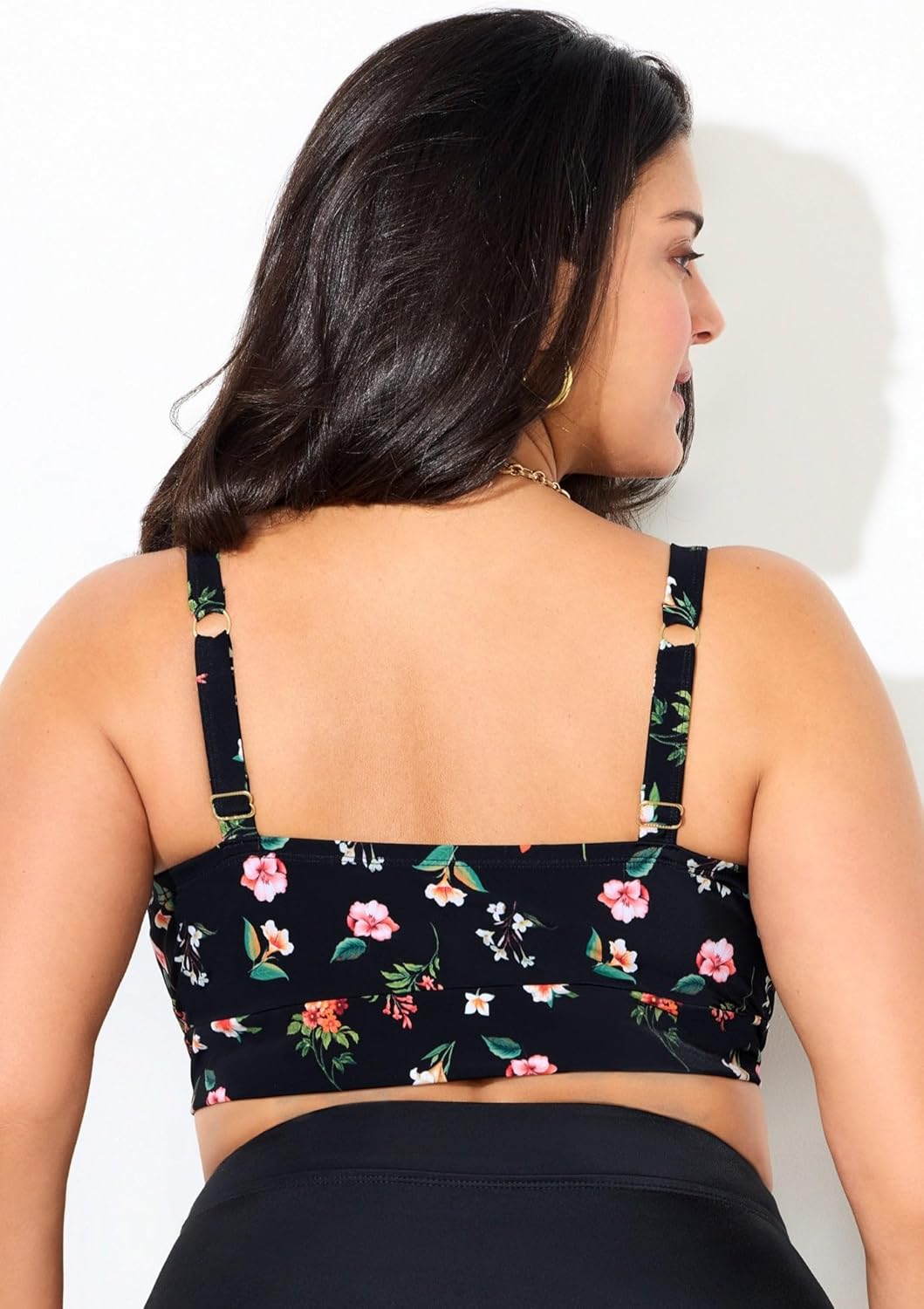 Swimsuits For All Women's Bra Sized Tie Front Longline Underwire Bikini Top (Plus