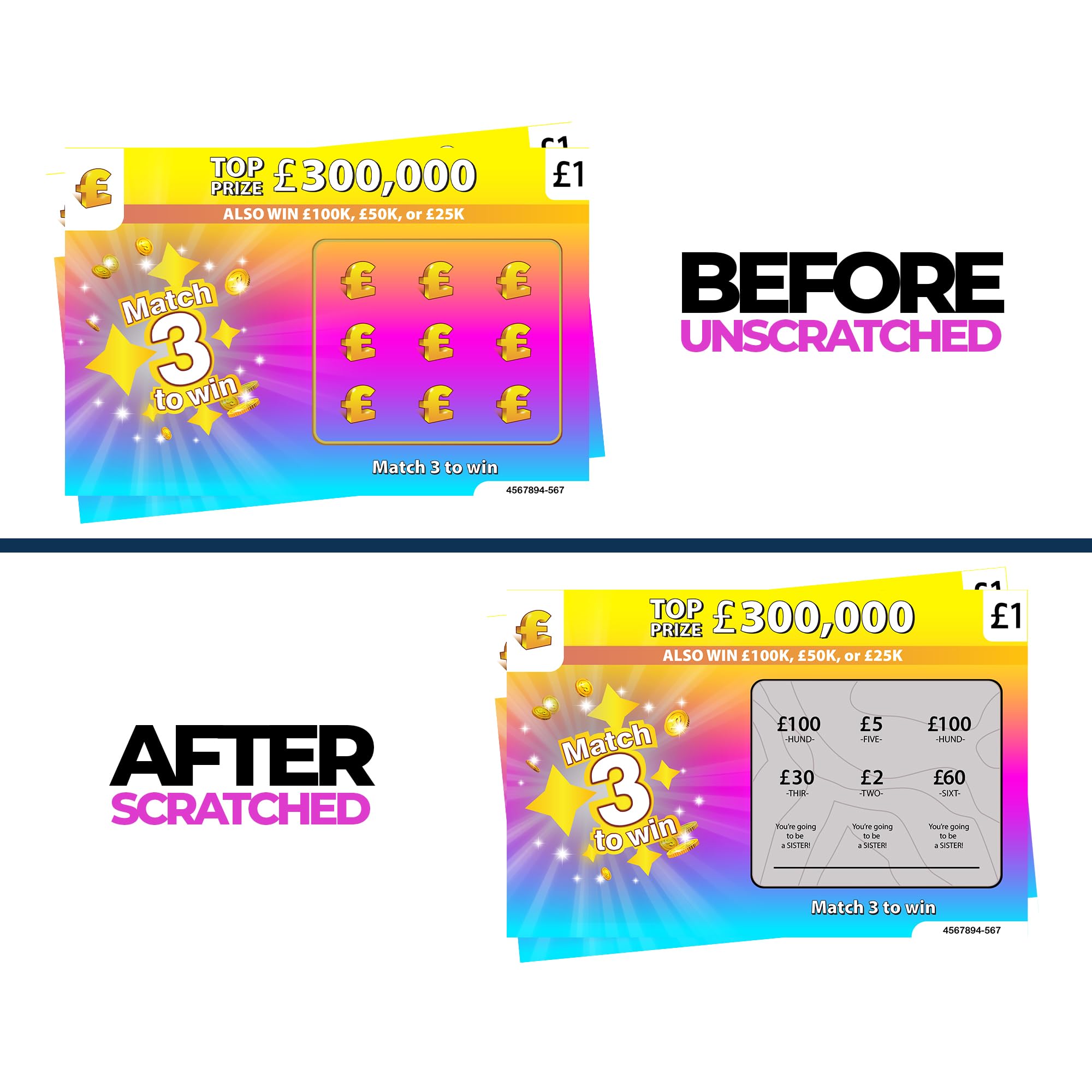 Promoted To Big Sister, You're Going To Be A Sister Baby Announcement Scratch Card Reveal, Set Of Two Tickets - Image 2