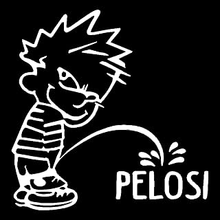 Calvin Peeing On Pelosi Decal, H 6 by L 6 Inches, Please Message Us for Custom Designs, Colors, and Sizes (White)