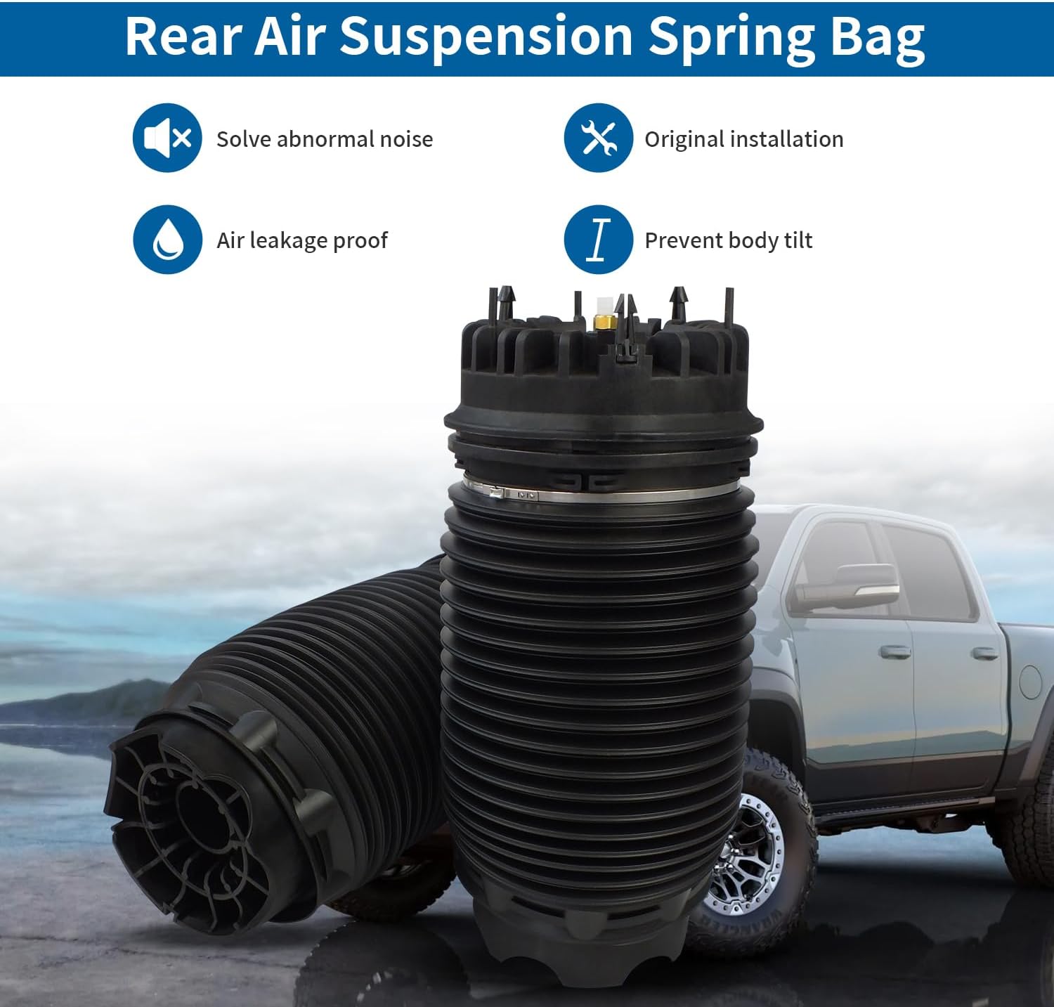 2Pcs Rear Air Suspension Spring Bags 68260938AA Compatible with Dodge Ram 1500 2019-2024 Replacement OE 68260938AB