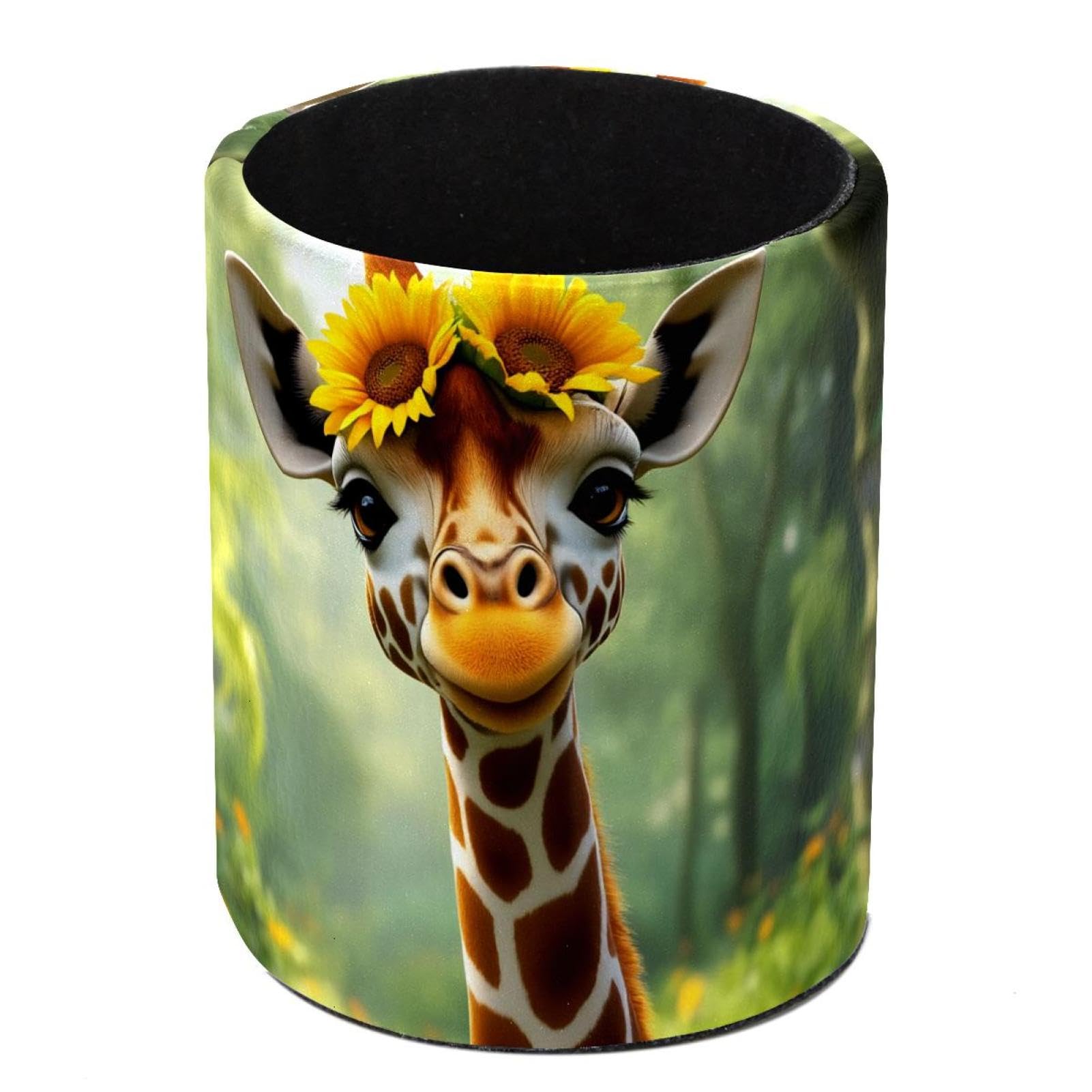 HEOEH Giraffe Pen Holder for Desk, PU Leather Pencil Holder Pen Cup Marker Holder Makeup Brush Holders, Desk Accessories & Workspace Organizers for Home, Office