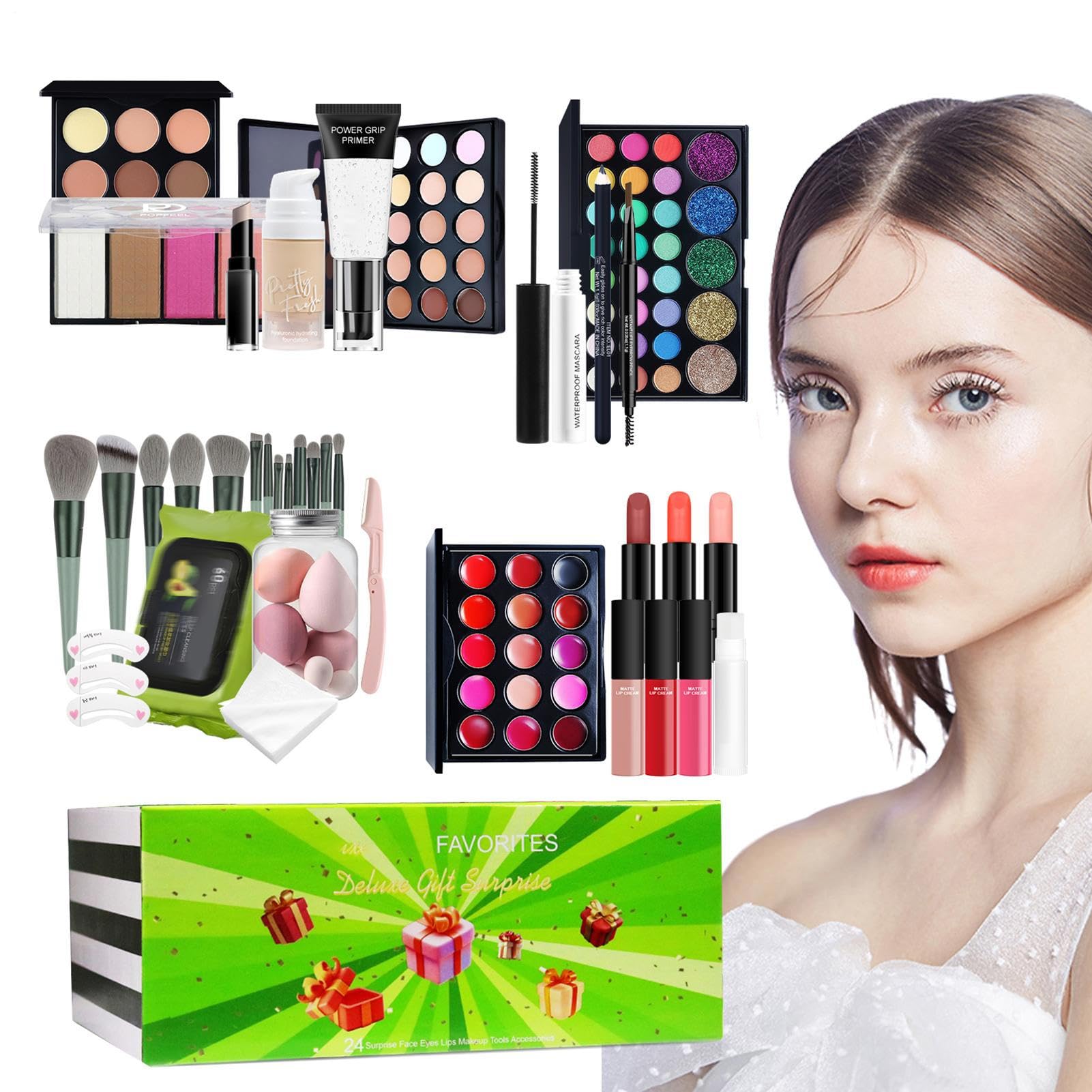 Set Per Trucco Professionale - Kit Completo Per Trucco Da Viaggio Per Estetista Da 24 Pezzi | Pacchetto Iniziale Trucco Multiuso | Kit Trucco Per Adulti Per Ragazze | Set Di Cosmetici Per Uomo E Donna