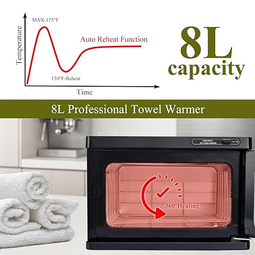 Miniatura 5 de Calentador de toallas calientes, calentador de toallas de 8 L, calentador de toallas para tratamientos faciales, calentador de toallas profesional,