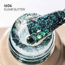 MAYCHAO Clear Glitter Gel Nail Polish, 15ML Glitter Gel Nail Polish, Soak Off UV LED Nail Varnish Nail Art Starter Manicure Salon DIY at Home, 0.5 OZ