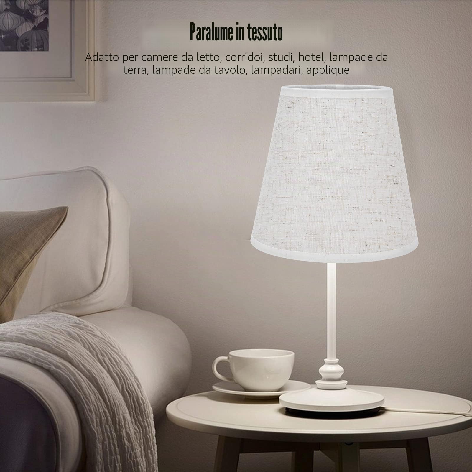 2 Pezzi Paralume Tessuto Piccolo per E14, Clip per Lampadine, Accessori per L'illuminazione del Lampadario di Cristallo e Lampada da Parete