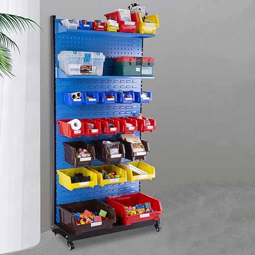 Miniatura 5 de Organizador de herramientas, estantes de almacenamiento de piezas, grandes y apilables, contenedores de almacenamiento de garaje (azul, paquete de 8)