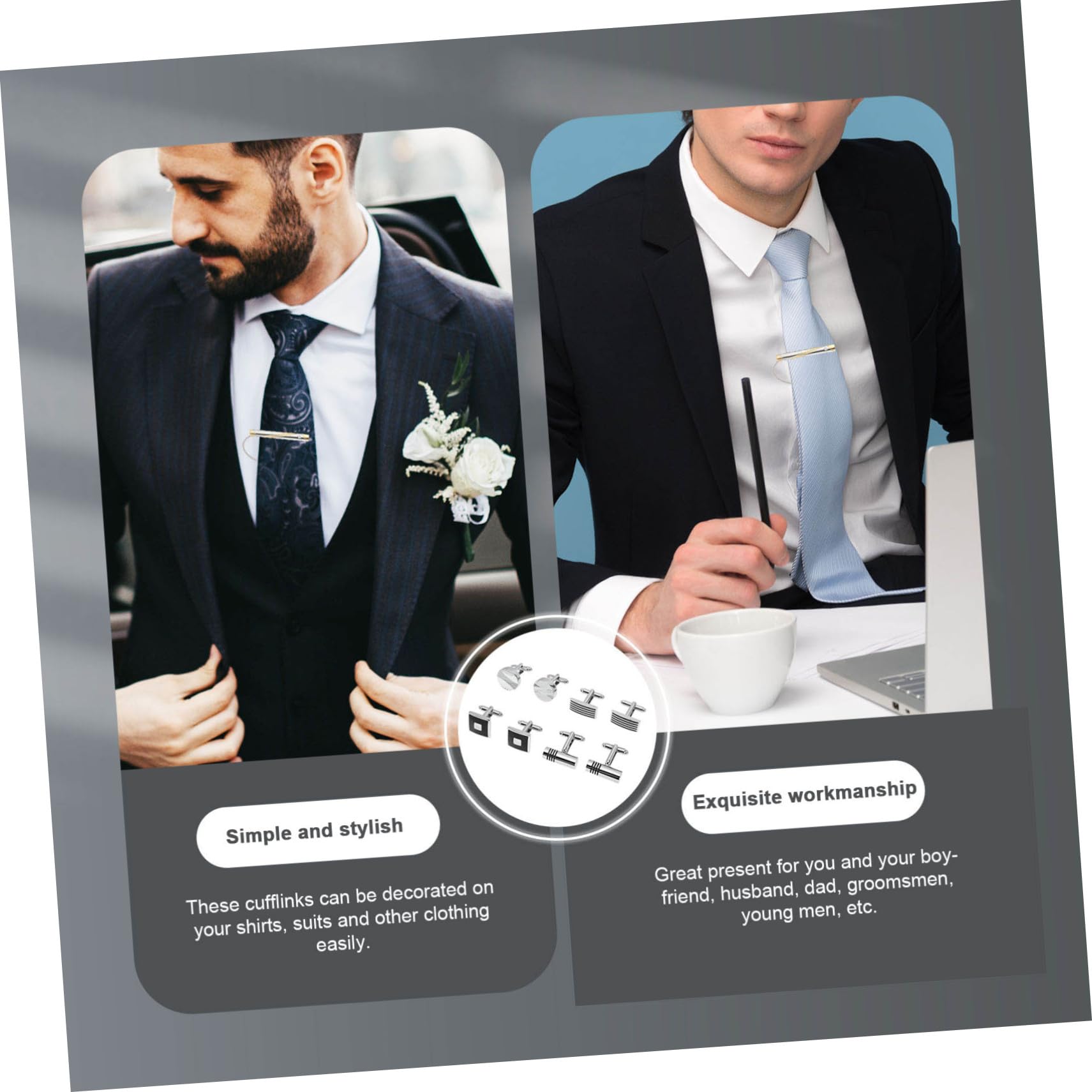 Beavorty Herren Manschettenknöpfe Set Krawattenklammern Classic Design Für Anzüge Für Hochzeiten Business Events Stilvolle Accessoires Für Modebewusste Männer