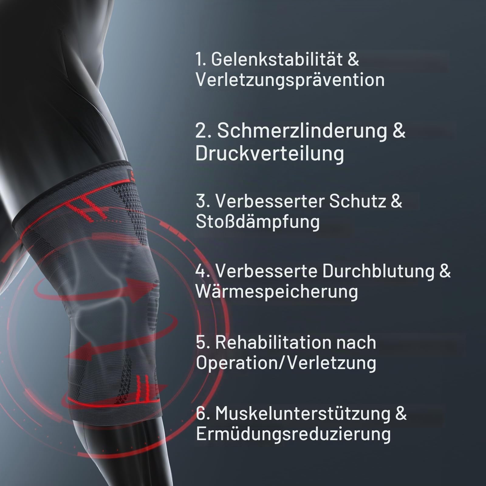 Kuangmi Sport Kniebandage mit Patella Gel Pads Seitenstabilisatoren,Medizinischer Knieschützer für Laufen, Meniskusriss,ACL,Gelenkschmerzlinderung (Upgraded Blue-Gen2, L)