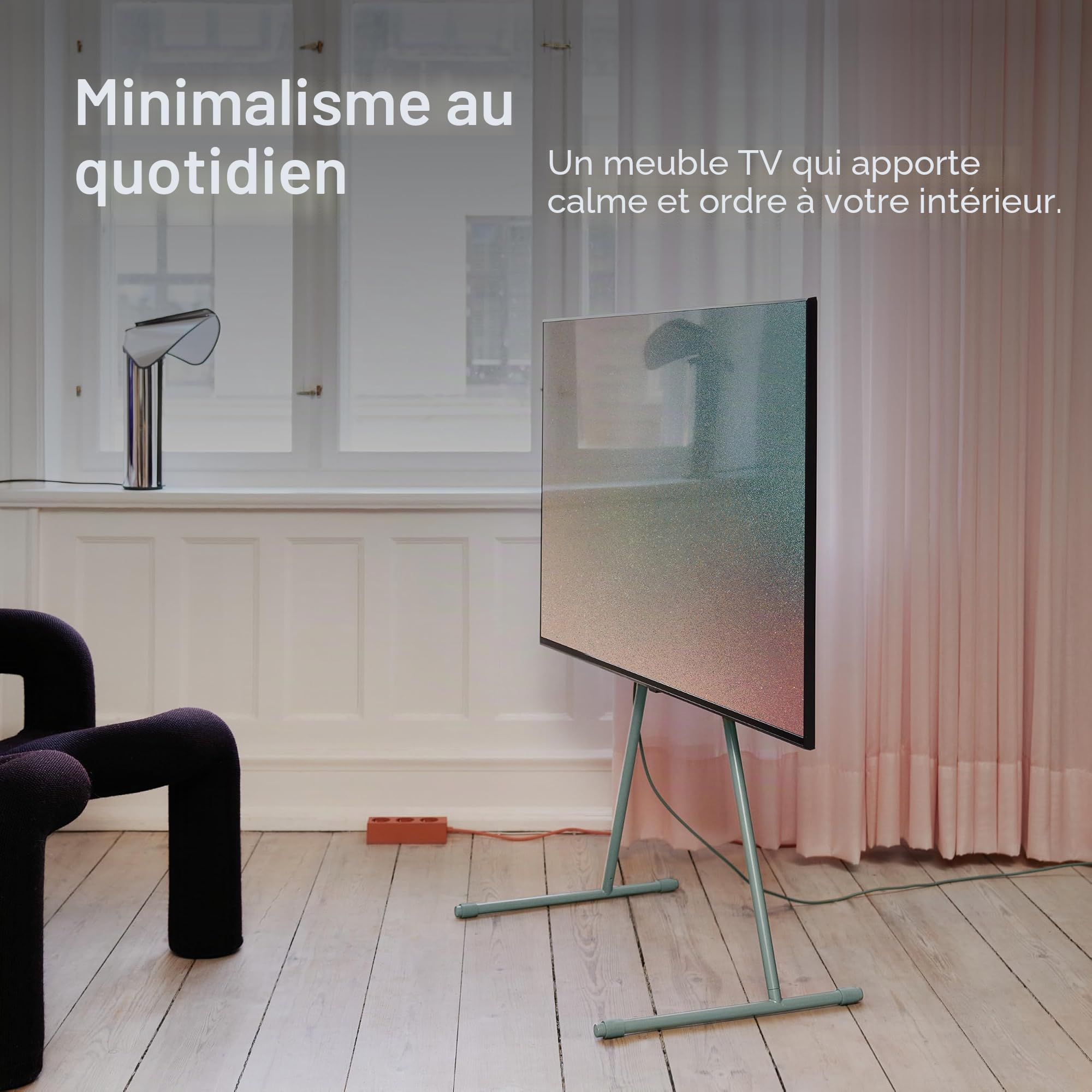 Pedestal Viva Support TV de 40 à 70 pouces | Support TV de qualité supérieure au design moderne | Pieds TV robustes en acier | Pied TV élégant avec pieds inclinés et pieds arrondis (vert)
