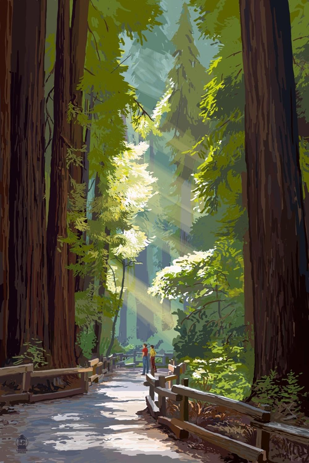 ART.COM Wall Art Print Pathway in Forest by Lantern Press, 24" x 36"