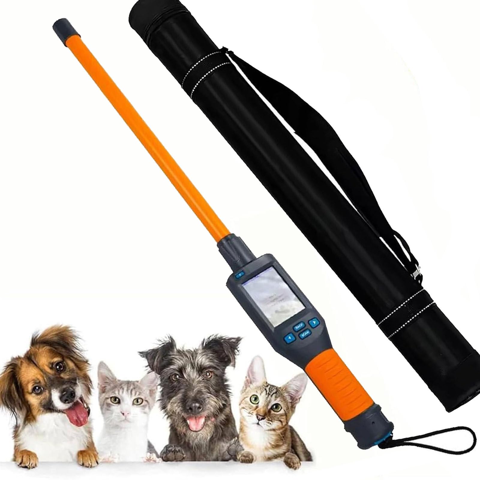 ZXSYYDS Handheld Animal Ear Tag Scanner with LCD Display, 134.2 KHz Pet Microchip Reader for Dogs, Cats, Pigs and Livestock, Storage for 20000 Records, Supports FDX-B, HDX and EMID Tags