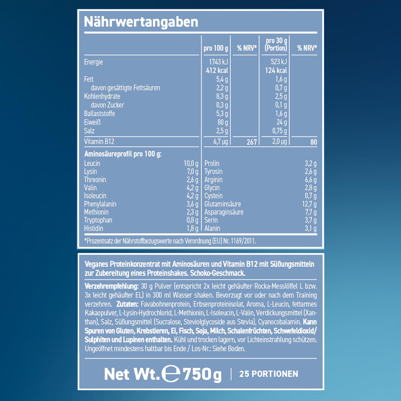 Rocka Nutrition NO WHEY PRO Vegan Protein | Pflanzliches Protein-Pulver mit 24 g Protein pro Portion, Aminosäuren & Vitamin B12 | 750 g (Chocolate Drink)
