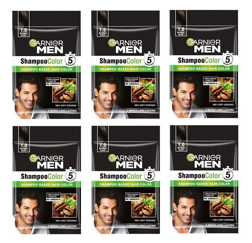 Garnier Men Shampoo Hair Color Shade 1.0 Natural Black (PACK OF 6)-image-47