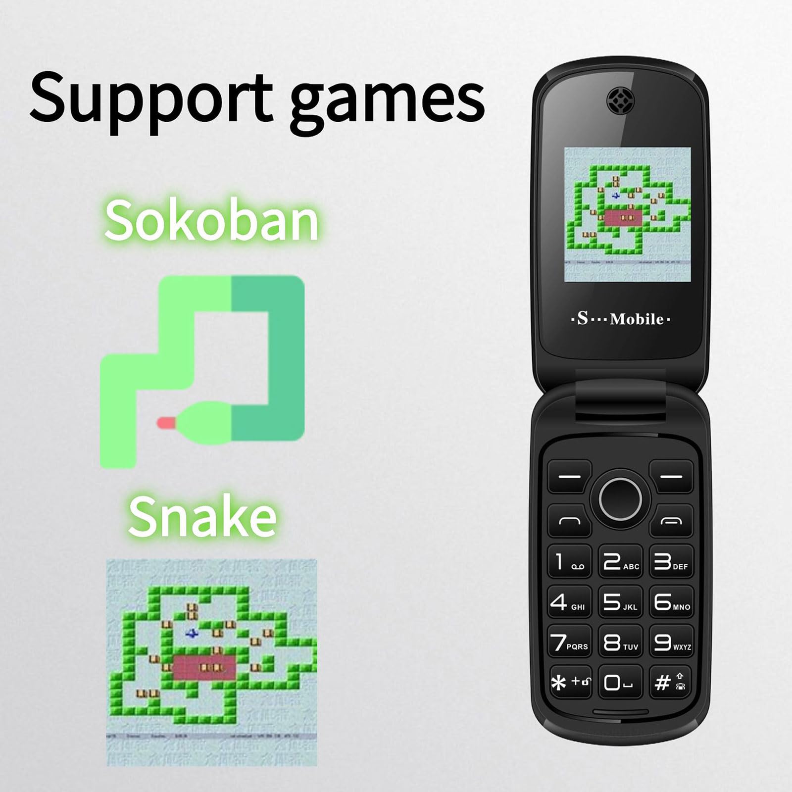 Przenośny Telefon Komórkowy Osób Starszych, 2G Mini Telefon Klapką Dual SIM + Podświetlenie LED/Latarka Głośny Dźwięk Czysty + Numer Rodzinny SOS Wibracja Przypominająca,Black