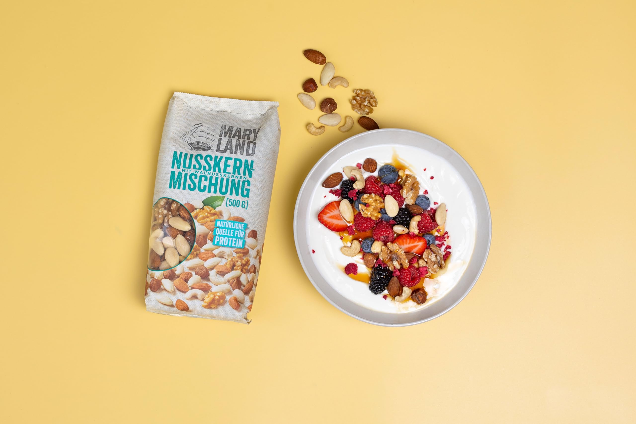 Maryland Nusskernmischung 500g Vorratspackung 5er Pack – Nusskernmischung naturbelassen, vegan, frei von künstlichen Aromen, ohne Zusatzstoffe – Im Großbeutel genießen (5 x 500g)