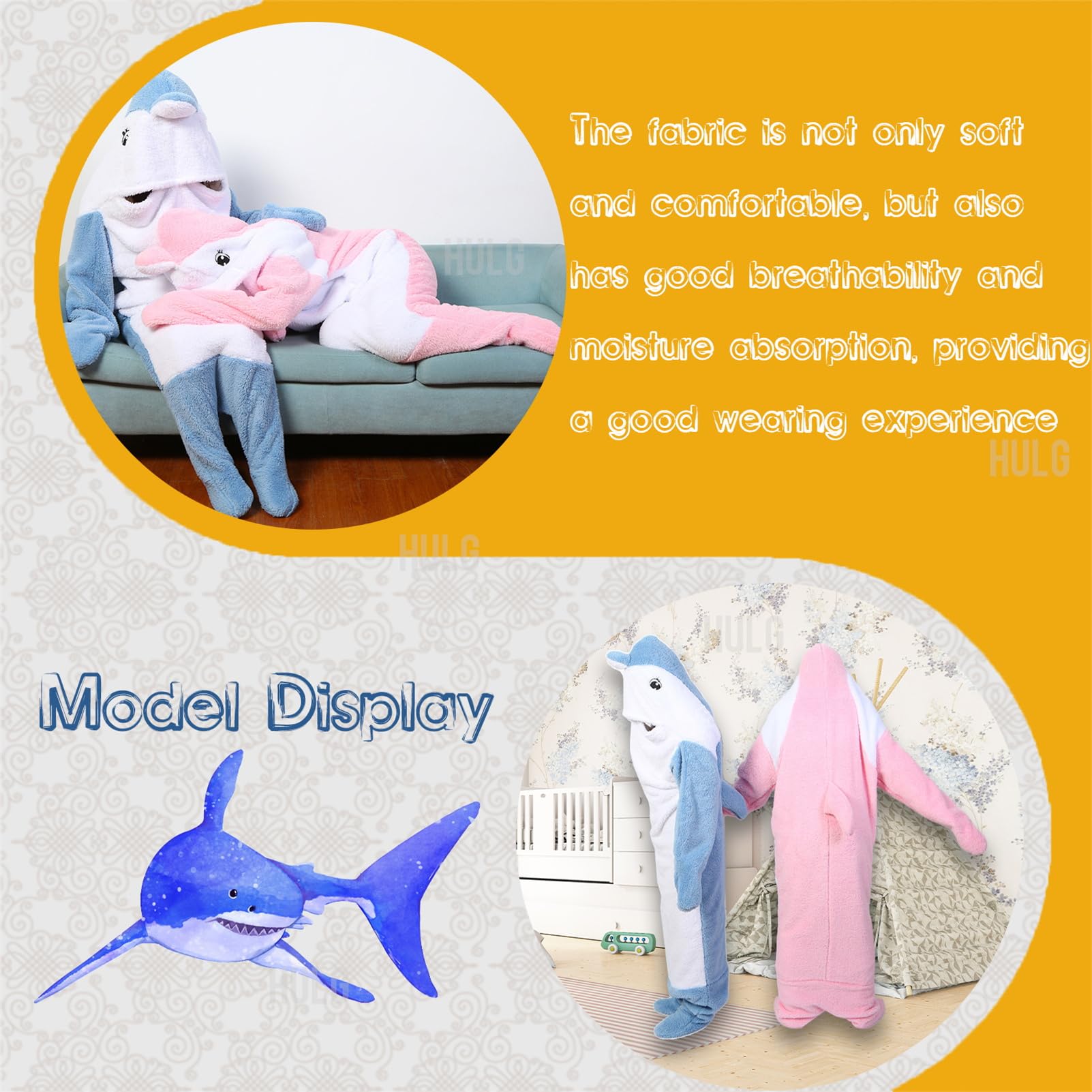 HULG Delfino Blanket - Coperta Delfino - in Morbidissima E Accogliente Flanella con Cappuccio, Tuta Delfino, Coperta Delfino con Cappuccio, Sacco A Pelo Delfino Indossabile per Adulti (Blue,L)