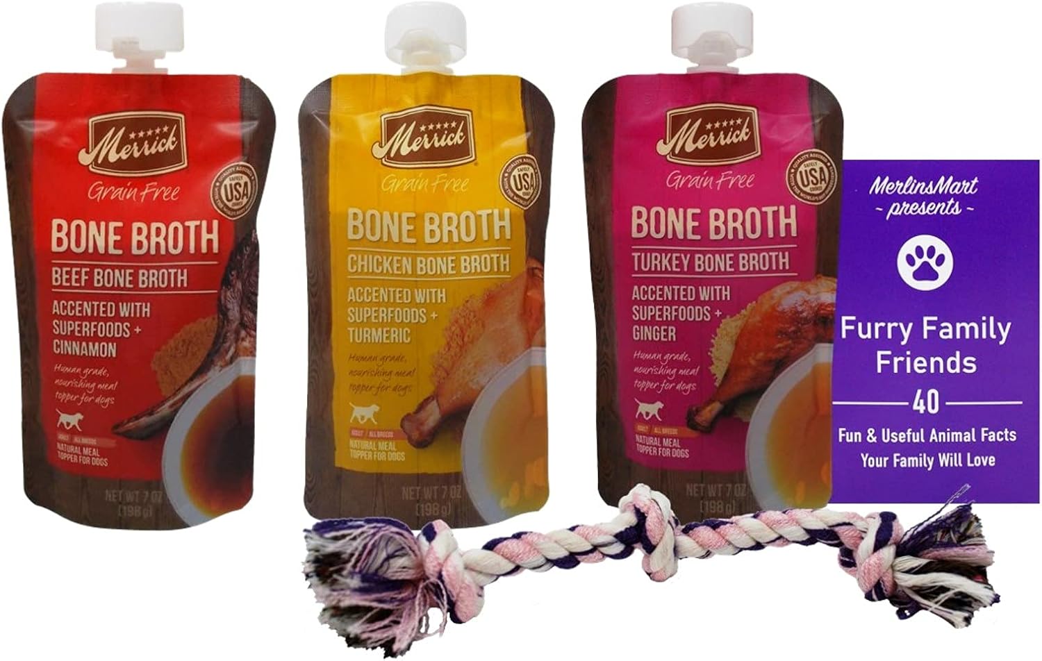 Merrick Bone Broth Meal Topper 3 Flavor Variety (1) Each