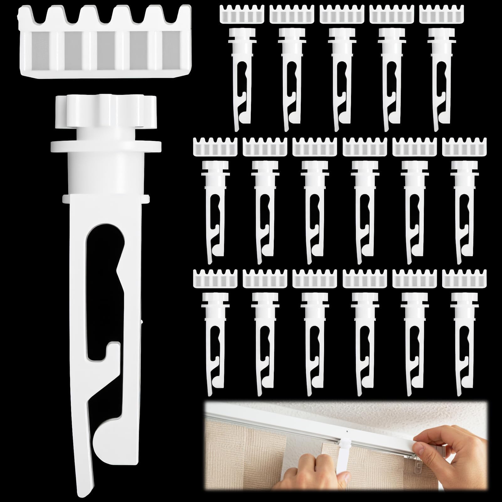 18Pcs Vertical Blinds Replacement Stem and Gear, Vertical Blind Repair Tabs for Window Carrier Verticals Blinds Curtain Accessories