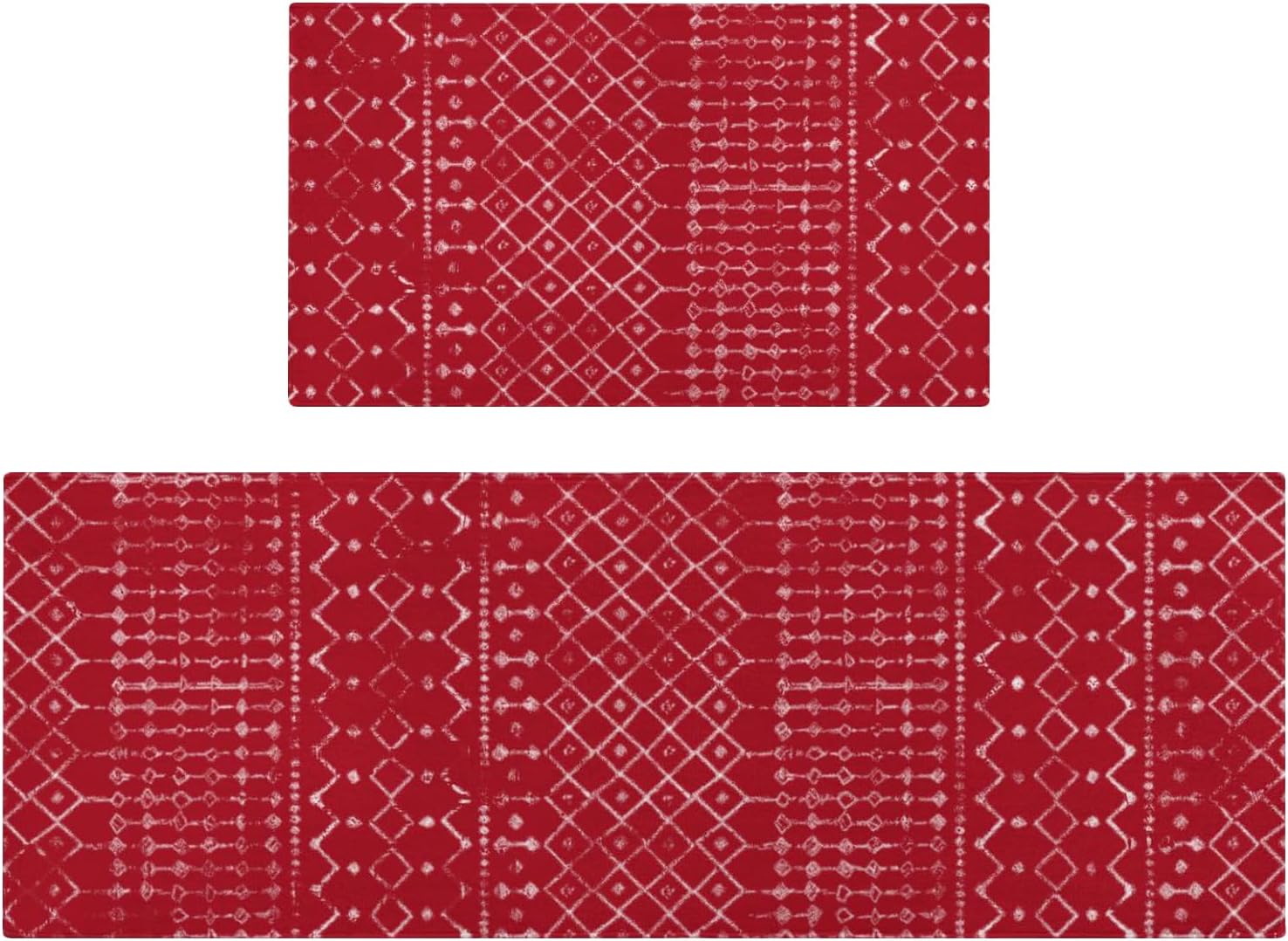 Kitchen Rugs and Mats Non Skid Washable Set of 2,Boho Moroccan Modern Farmhouse Faded Bohemian Runner Rug with Rubber Backing for Kitchen Decor and Accessories (Yellow 17"x47"+17"x30")