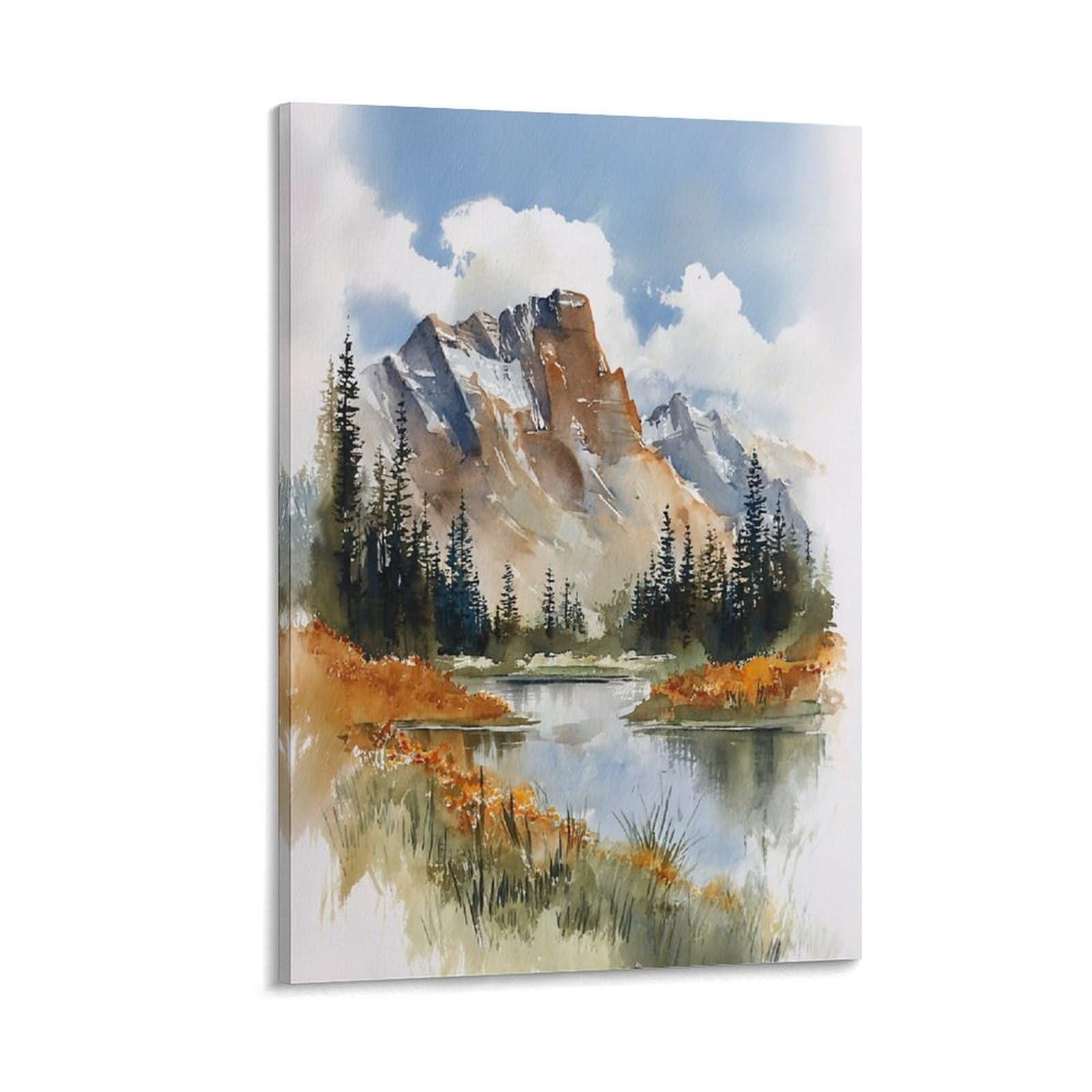 XWYMXZ Banff Watercolor Painting Canadian Rocky Mountain Poster Tree 20x30inch(50x75cm) Vintage Watercolor Canvas Art