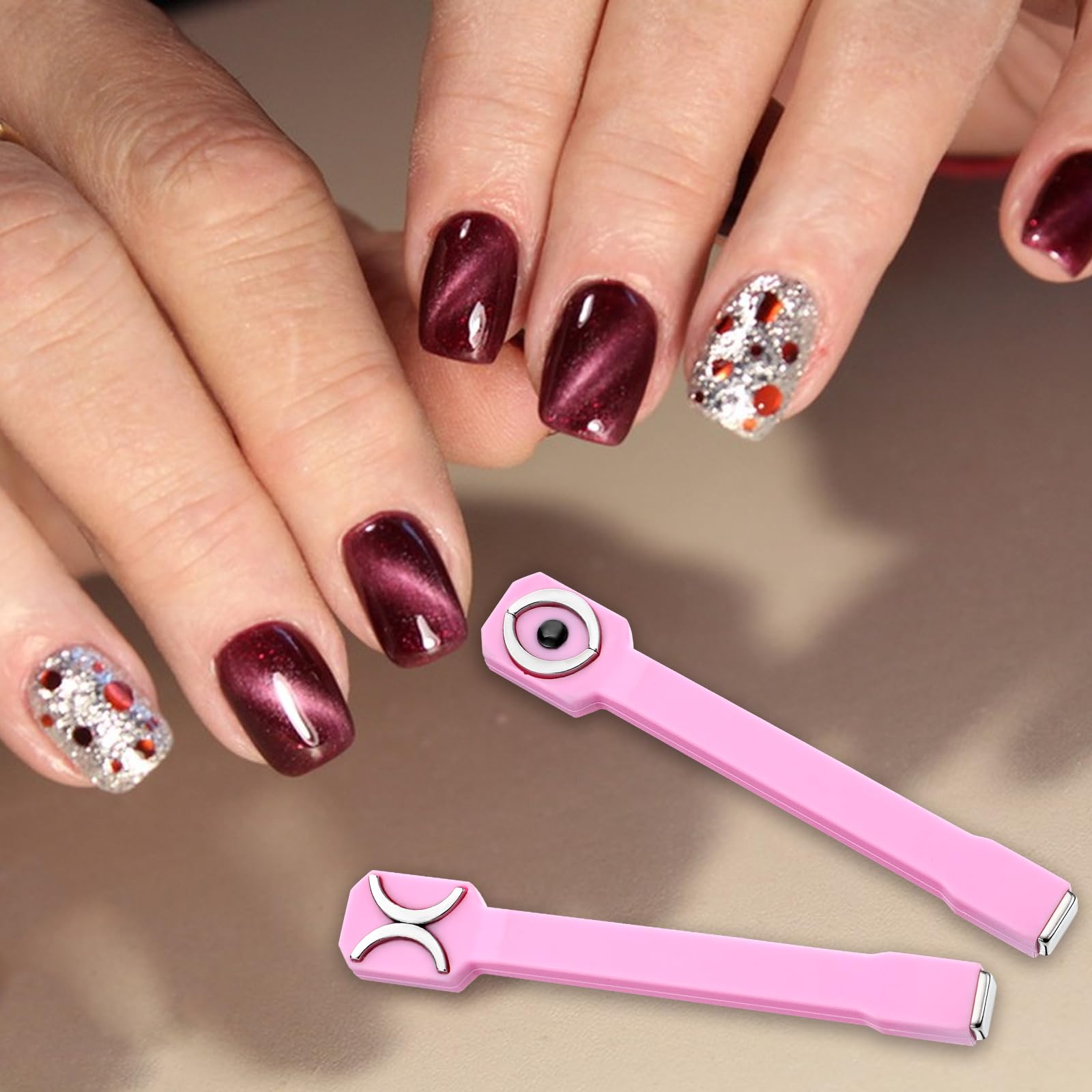 2 częściowe narzędzie magnetyczne do paznokci 3 w 1, 3D Nail Art Cat Eye Gel Nail Polish Magnet, Wielofunkcyjne narzędzie do projektowania paznokci do domu, DIY, salonu paznokci