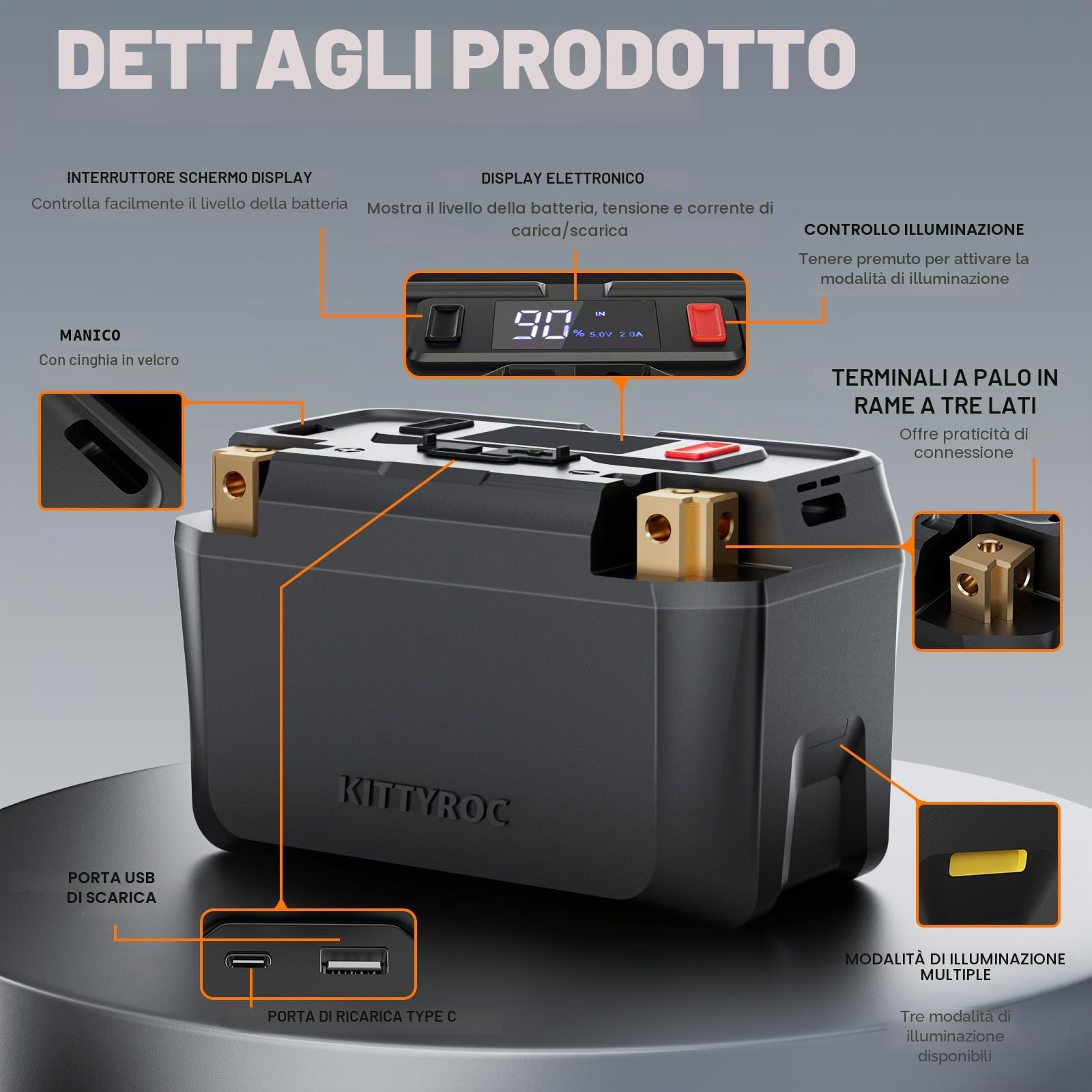 12V4Ah 500A LiFePO4 Batteria Motocicletta, Lithium Powersports Batteria per ATV, UTV, Jet Ski, 4 ruote, Quad, Riding Tosaerba, Trattore, Scooter, PWC, Seadoo, Polaris e Generatore