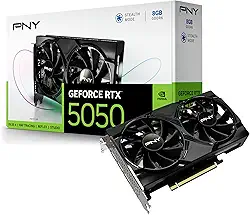 PNY Ventilador único NVIDIA GeForce RTX 5050, placa gráfica (8 GB GDDR6, 128 bits, SFF-Ready, PCIe 5.0, HDMI/DP 2.1, 2 compartimentos, arquitetura NVIDIA Blackwell, DLSS 4)