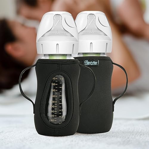 Miniatura 5 de Beautyflier Fundas de vidrio para biberones de Dr. Brown's Natural Flow anticólicos de cuello ancho de vidrio para biberones, 0.130 in de grosor