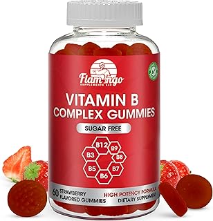 Sugar Free Vitamin B Complex Gummies - Vitamin B12, B7, B6, B3 (Niacin), B5, B8, B9 (Folate)- Third Party Tested- Prenatal, Vegan Diet, Older Adults - B Complex Vitamin Supplement- 60 Gummy Bottle