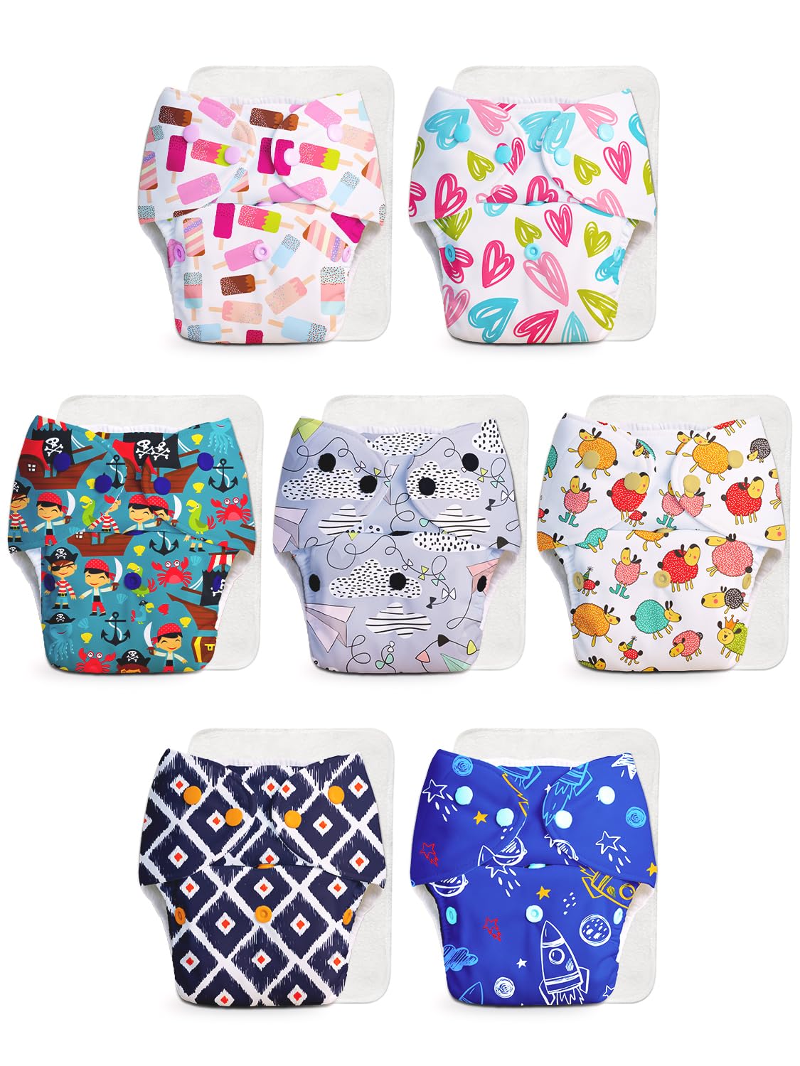 superbottoms Basic Cloth Diaper | Side Leakage Proof Reusable Cloth Diaper Quick Dry Freesize, Rash Free, Kids 0-3 Yrs|Stay Dry & Lasts Up To 3Hrs - (Assorted) (Basic Pack Of 7 Shell And 7 Inserts)-picture-17