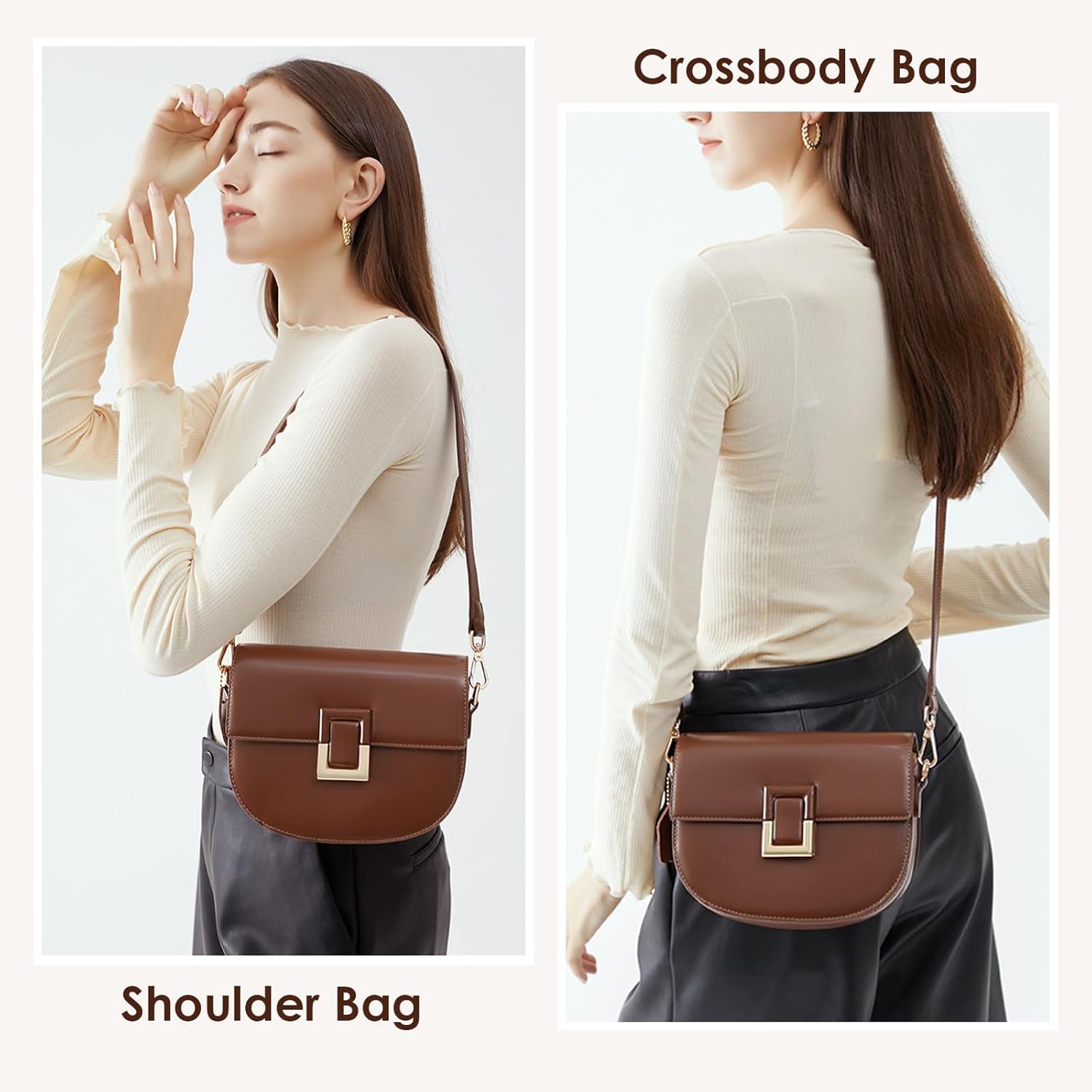 Crossbody Bags for Women, Genuine Leather Shoulder Bag Large Capacity Handbags Satchel Bags for Women - Image 2