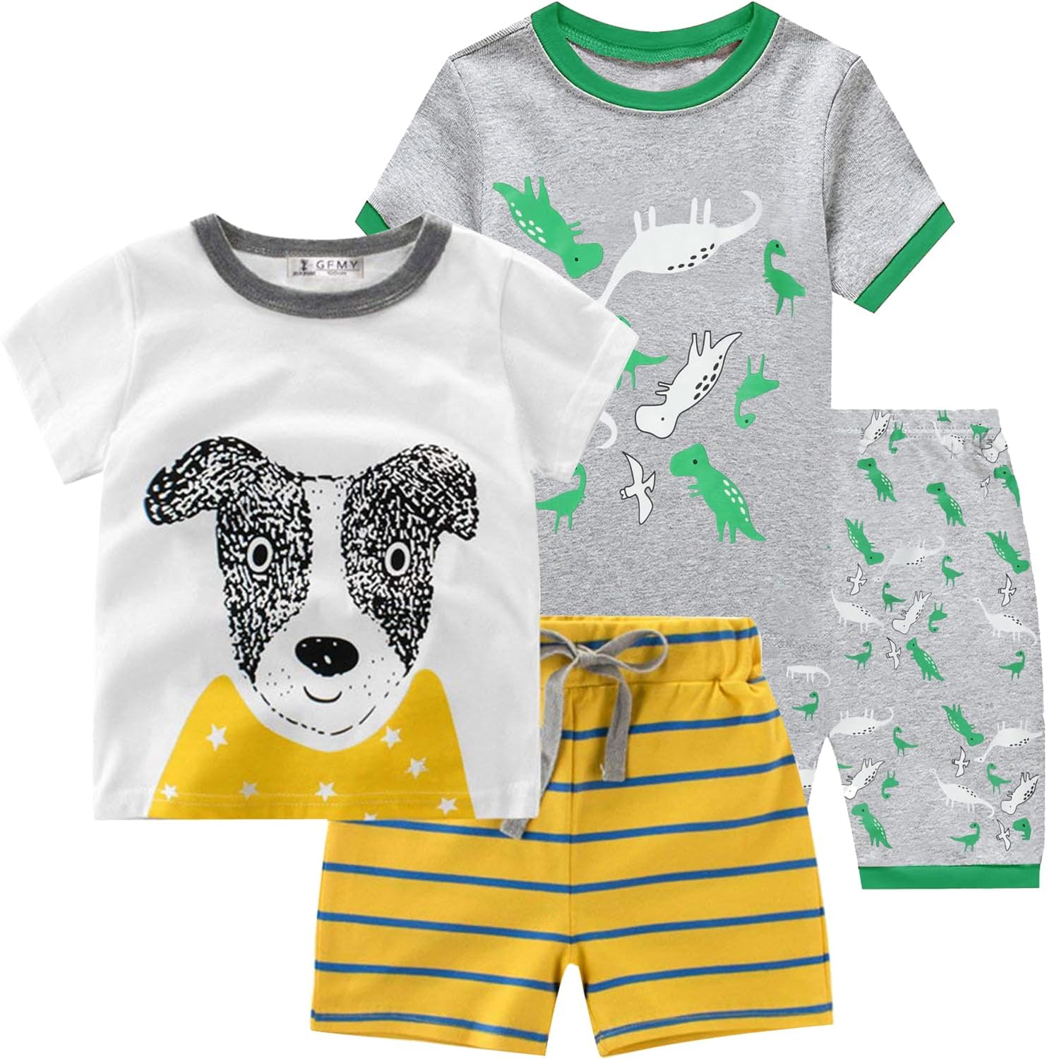 CM-Kid Little Boys Pajamas Short Set Summer Clothes Pjs for Toddler Kids Fire Truck Short Sleeve Sleepwear Jammies Shirts