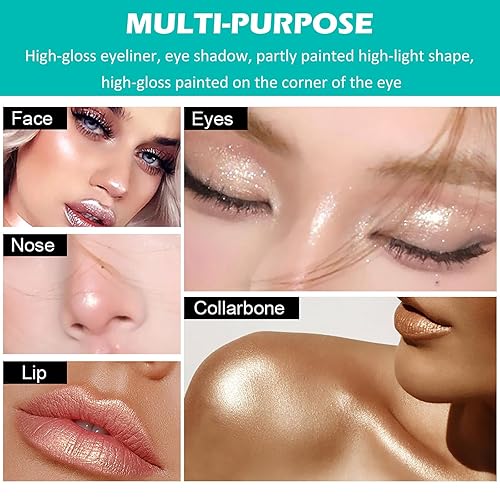 Miniatura 6 de DAGEDA Juego de 2 barras de sombra de ojos, sombra de ojos en barra suave en crema, iluminador de ojos brillante, sombra de ojos impermeable y