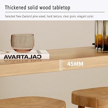 Rectangular Bar Table With solid wood base,Industrial Dining Room Bar Table Creative table legs,Breakfast Kitchen Bar Table Long and narrow,Modern Bar Table Wood Top Thick and stable,No stools(120*40*