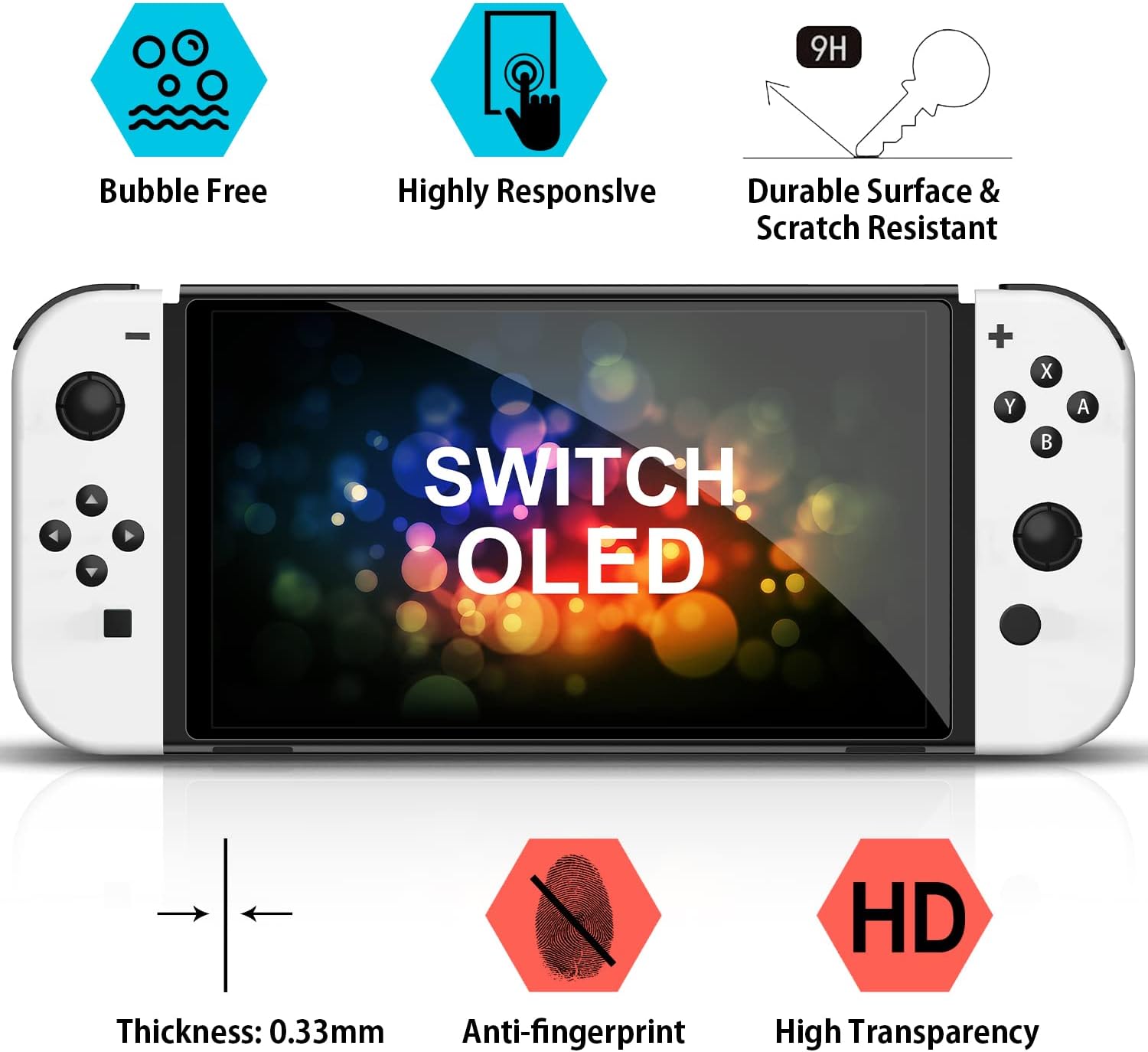 [4 Pack] daydayup Tempered Glass Screen Protector Compatible with Nintendo Switch OLED Model 2021 - with [Alignment Frame] Transparent HD Clear Screen Protector for Accessories & Console