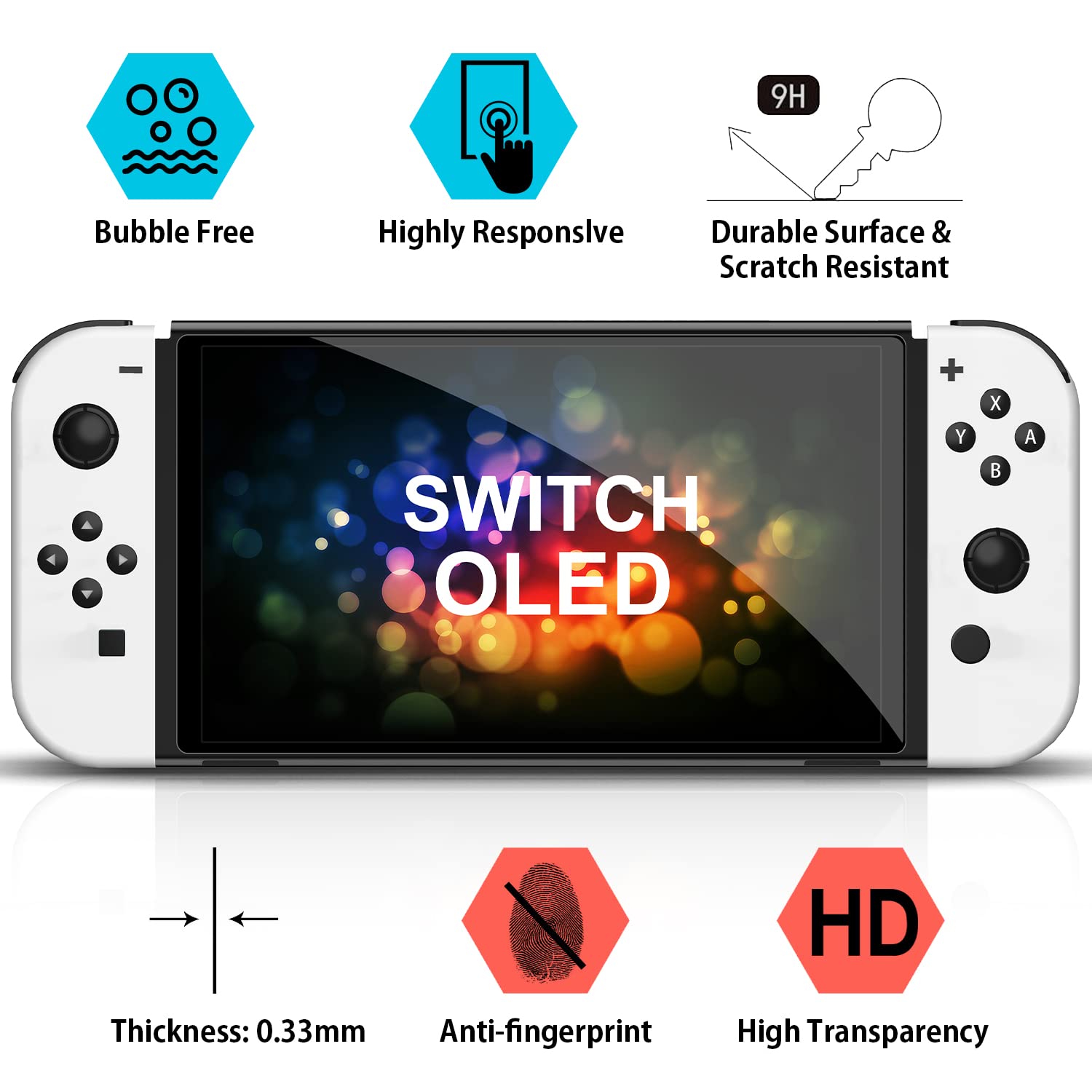 daydayup [4 Pack] Tempered Glass Screen Protector Compatible with Nintendo Switch OLED Model 2021 - with [Alignment Frame] Transparent HD Clear Screen Protector for Accessories & Console image 2
