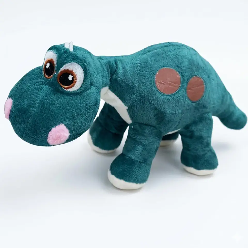 Ursinho Baby Dino Dinossauro de Pelúcia Branquiossauro Com Olhos Bordados, 30cm, Verde, Roxo e Azul, Antialérgico, Para Meninos e Meninas (VERDE ESCURO)