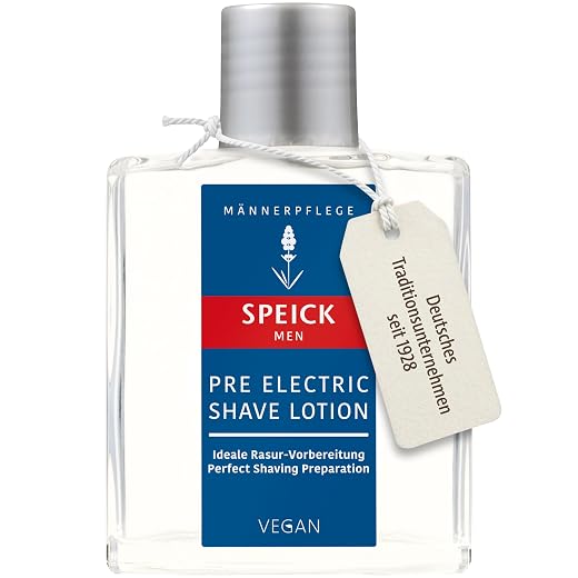 Speick Men Pre Electric Shave Lotion with Relaxing Lavender Oil and a Blend of Essential Oils, Natural Vegan Skin Care, 3.4 Fluid Ounces