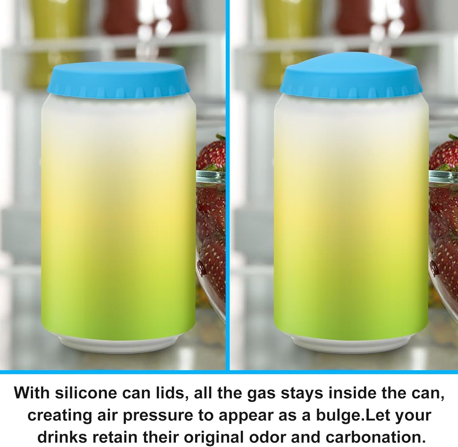 Silicone Soda Can Cover Lids, 12 Pack Reusable Soda Can Lids Beer Can Covers Pop Can Covers, BPA Free Silicone Can Cover, Stopper and Protector for Beer, Beverage, Juice, Fits Standard Cans thumbnail