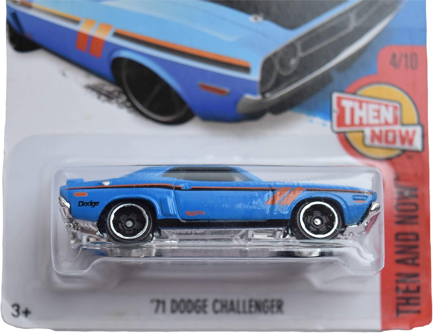 Hot Wheels 1:64 Scale '71 Dodge Challenger Car Model, Blue, 2 x 3 x 1 inches, 3+ Unisex Children