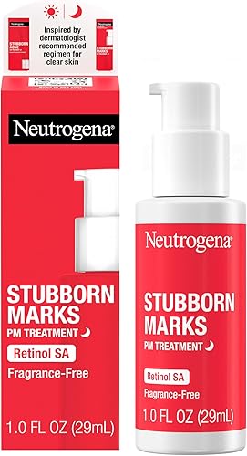 Neutrogena Retinol SA, Stubborn Marks PM Treatment, Face-Exfoliating Treatment to Help Reverse the Look of Post-Acne Marks & Uneven Skin Tone, Non-Comedogenic, PM Treatment, unscented, 1.0 Fl Oz