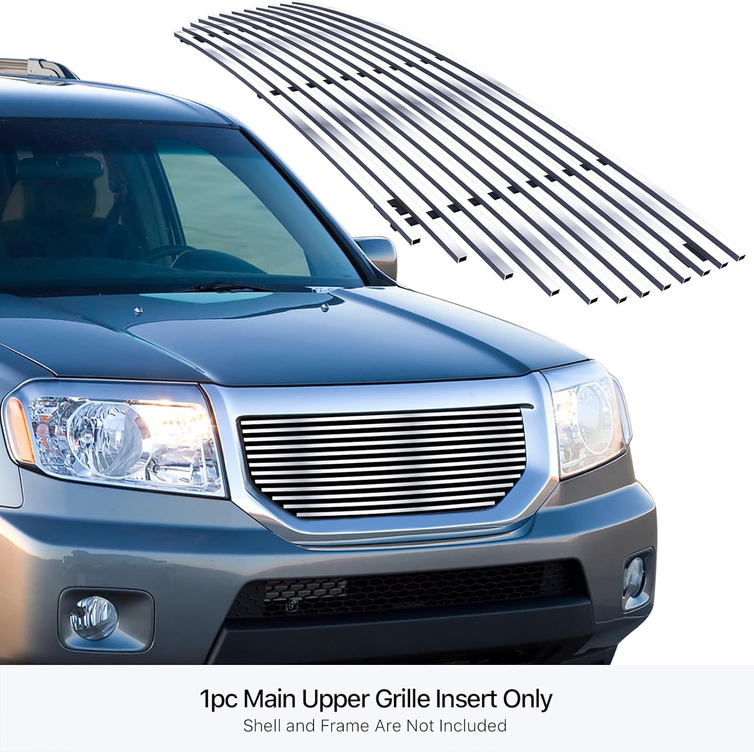 APS Compatible with Honda Pilot 2009-2011 Main Upper Stainless Steel SS Chrome Billet Front Grill Grille Insert H86597A