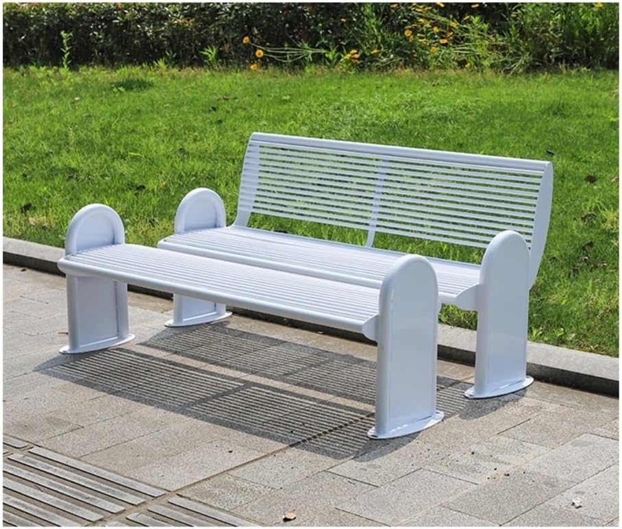 Outdoor Bench, Outdoor Metal Bench - Garden & Patio Chairs, Durable Backrest, Elegant Design Patio Bench(Blue,120cm)