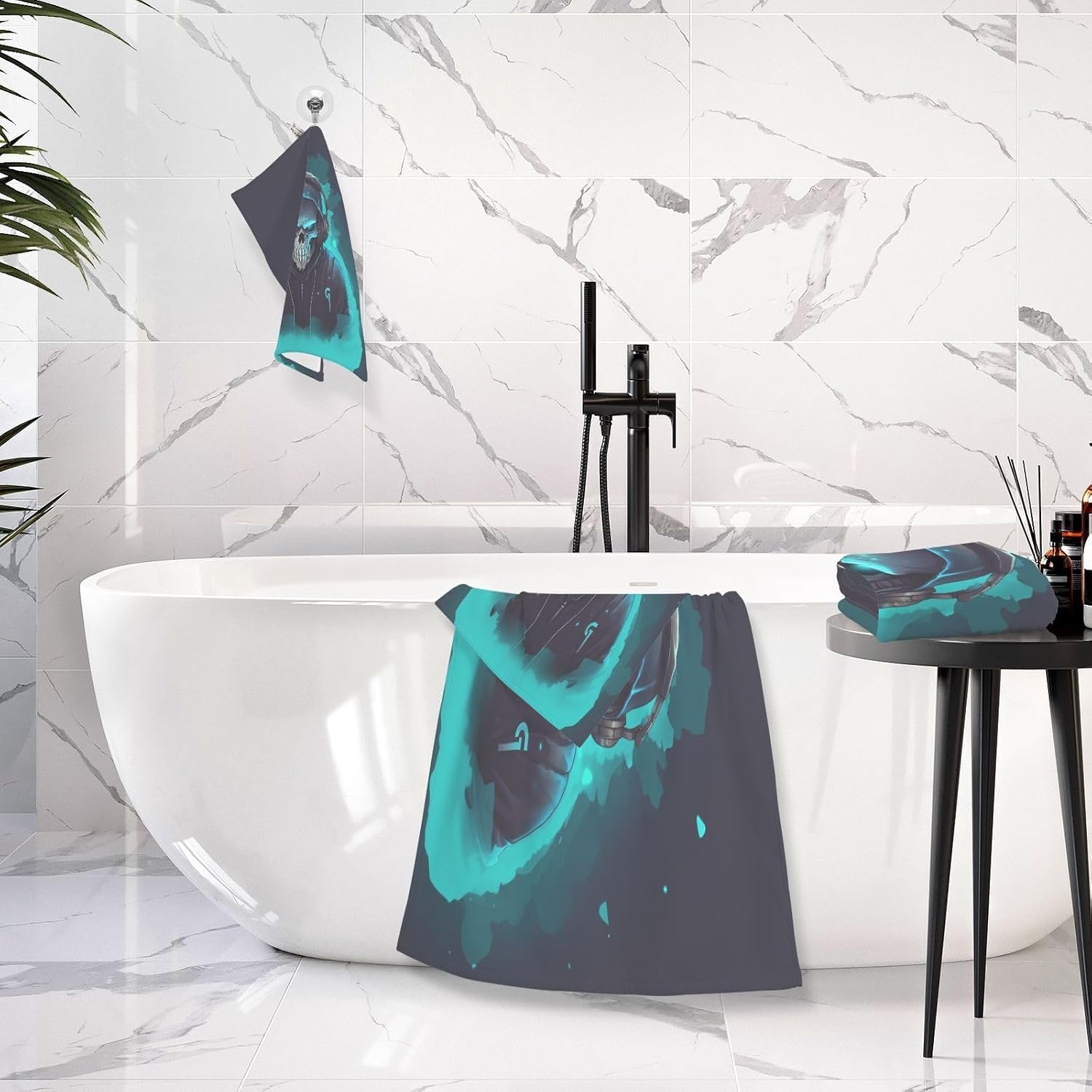 Hand Towels Premium Soft and Highly Absorbent Music Cool Skull 2 Pcs Towels for Bathroom Set 100% Cotton Decorative Face Towels