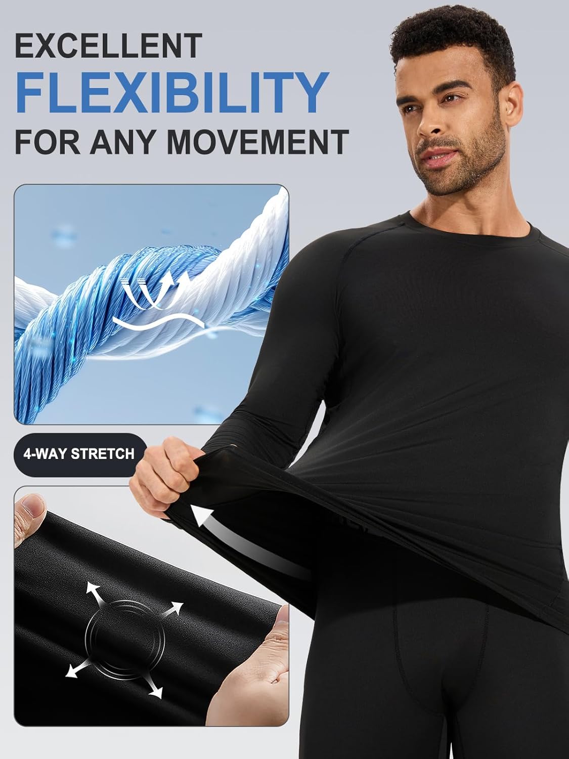 4 Pack Thermal Shirts for Men Long Sleeve Compression Shirts Sim Fit Thermal Underwear Tops for Cold Weather - Image 6