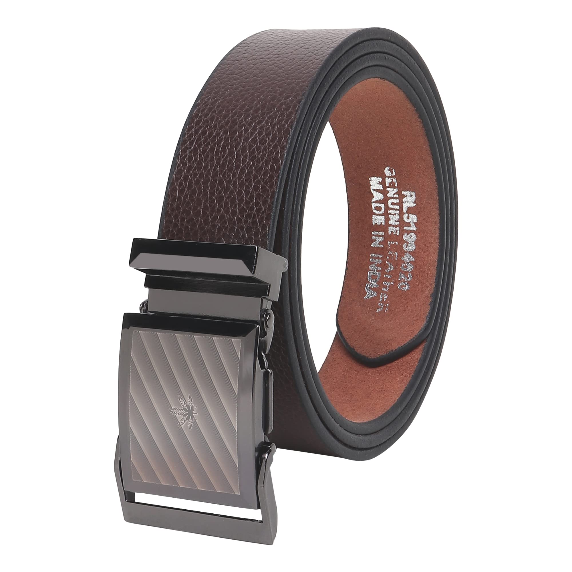 sunshopping Men’s Formal Genuine Leather Auto-lock Adjustable Belt (JAFA-52-BR)-picture-25